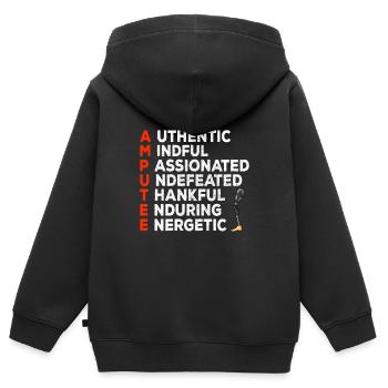 Leg surgery wheelchair lost leg - Kids Premium Organic Zip-up Hoodie - black - Back - AI Model Kid Male (0cm)