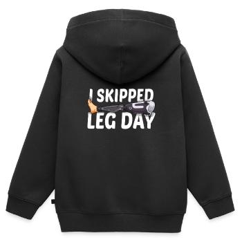 Leg surgery wheelchair lost leg - Kids Premium Organic Zip-up Hoodie - black - Back - AI Model Kid Male (0cm)