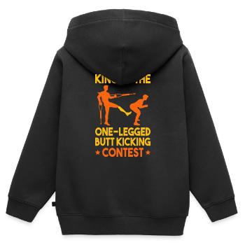 Leg surgery wheelchair lost leg - Kids Premium Organic Zip-up Hoodie - black - Back - AI Model Kid Male (0cm)