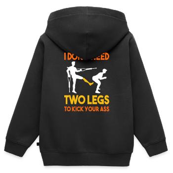 Leg surgery wheelchair lost leg - Kids Premium Organic Zip-up Hoodie - black - Back - AI Model Kid Male (0cm)