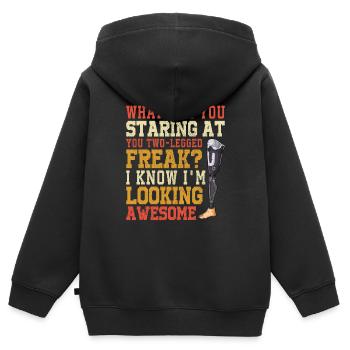 Leg surgery wheelchair lost leg - Kids Premium Organic Zip-up Hoodie - black - Back - AI Model Kid Male (0cm)