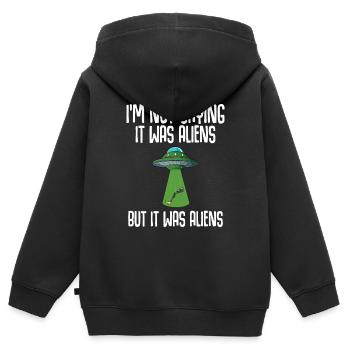 Leg surgery wheelchair lost leg - Kids Premium Organic Zip-up Hoodie - black - Back - AI Model Kid Male (0cm)