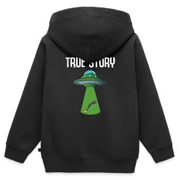 Leg surgery wheelchair lost leg - Kids Premium Organic Zip-up Hoodie - black - Back - AI Model Kid Male (0cm)