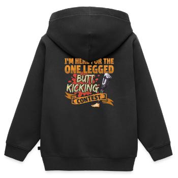 Leg surgery wheelchair lost leg - Kids Premium Organic Zip-up Hoodie - black - Back - AI Model Kid Male (0cm)