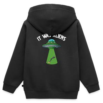 Leg surgery wheelchair lost leg - Kids Premium Organic Zip-up Hoodie - black - Back - AI Model Kid Male (0cm)