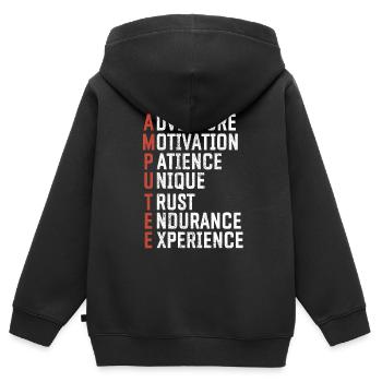 Leg surgery wheelchair lost leg - Kids Premium Organic Zip-up Hoodie - black - Back - AI Model Kid Male (0cm)