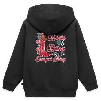 Bottes et bling c’est une chose drôle musique country - Sweat Premium à capuche zippé enfant bio - noir - Dos - AI Model Kid Male (0cm)