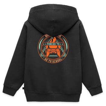 Born to game forced to go to school - Kinder Premium Organic Zip Hoodie - Schwarz - Hinten - AI Model Kid Male (0cm)