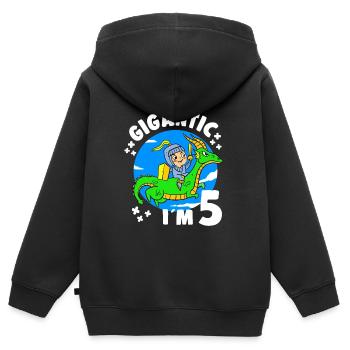 5ème B-Day Party gigantesque à 5 ans d’anniversaire - Sweat Premium à capuche zippé enfant bio - noir - Dos - AI Model Kid Male (0cm)