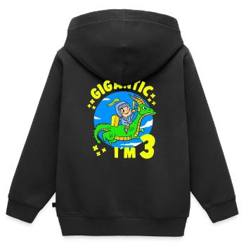 3 Years Old Birthday Knight Dragon 3rd B-Day Party - Kids Premium Organic Zip-up Hoodie - black - Back - AI Model Kid Male (0cm)