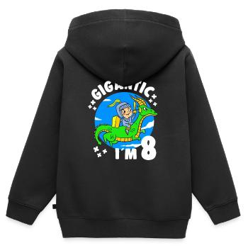 8ème B-Day Party gigantesque à 8 ans d’anniversaire - Sweat Premium à capuche zippé enfant bio - noir - Dos - AI Model Kid Male (0cm)
