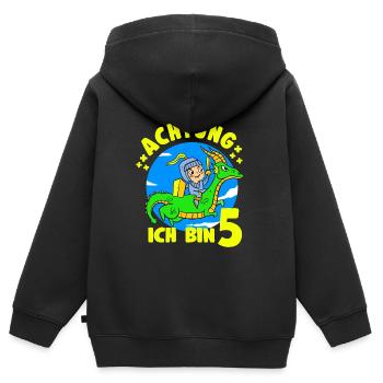 5. Geburtstag Junge Ritter Geburtstagsmotiv Idee - Kinder Premium Organic Zip Hoodie - Schwarz - Hinten - AI Model Kid Male (0cm)