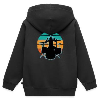 Schlagzeuger und Schlagzeug - Kinder Premium Organic Zip Hoodie - Schwarz - Hinten - AI Model Kid Male (0cm)
