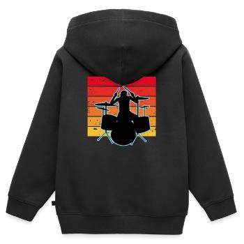 Schlagzeuger und Schlagzeug - Kinder Premium Organic Zip Hoodie - Schwarz - Hinten - AI Model Kid Male (0cm)