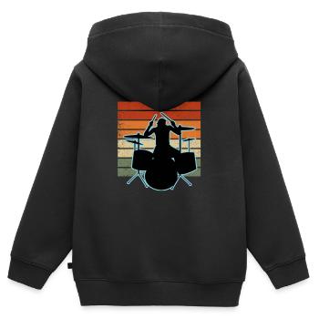 Schlagzeuger und Schlagzeug - Kinder Premium Organic Zip Hoodie - Schwarz - Hinten - AI Model Kid Male (0cm)