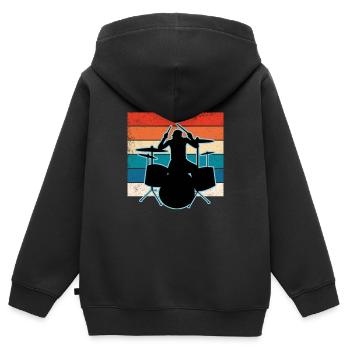 Schlagzeuger und Schlagzeug - Kinder Premium Organic Zip Hoodie - Schwarz - Hinten - AI Model Kid Male (0cm)