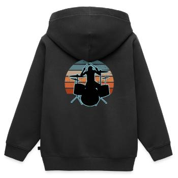 Schlagzeuger und Schlagzeug - Kinder Premium Organic Zip Hoodie - Schwarz - Hinten - AI Model Kid Male (0cm)