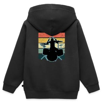 Schlagzeuger und Schlagzeug - Kinder Premium Organic Zip Hoodie - Schwarz - Hinten - AI Model Kid Male (0cm)