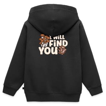 Morels Mushroom Picker Mushroom Farmer Mushroom - Sweat Premium à capuche zippé enfant bio - noir - Dos - AI Model Kid Male (0cm)