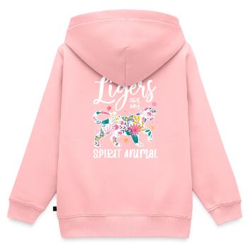 Cadeau amusant Liger - Sweat Premium à capuche zippé enfant bio - rose - Dos - AI Model Kid Female (0cm)
