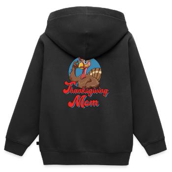 Lustiger Truthahn Thanksgiving MOM für die Mama - Kinder Premium Organic Zip Hoodie - Schwarz - Hinten - AI Model Kid Male (0cm)