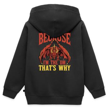 Parce que je suis le Dm C’est pourquoi 6 - Sweat Premium à capuche zippé enfant bio - noir - Dos - AI Model Kid Male (0cm)