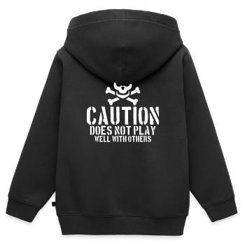 Caution Does Not Play Well With Others 44 - Kinder Premium Organic Zip Hoodie - Schwarz - Hinten - AI Model Kid Male (0cm)