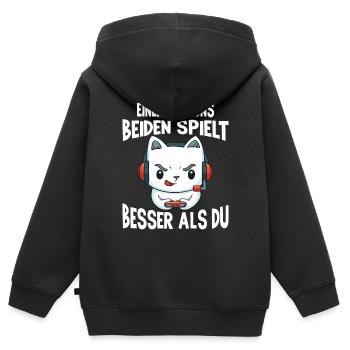 Der Controller Soll Mit Dir Sein. Videospiele - Kinder Premium Organic Zip Hoodie - Schwarz - Hinten - AI Model Kid Male (0cm)