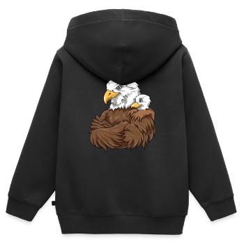 Starker Adler mit Adler Kind für einen Adler - Kinder Premium Organic Zip Hoodie - Schwarz - Hinten - AI Model Kid Male (0cm)