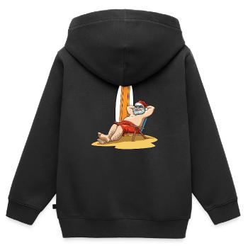 Nikolaus macht Urlaub für Männer und Frauen - Kinder Premium Organic Zip Hoodie - Schwarz - Hinten - AI Model Kid Male (0cm)