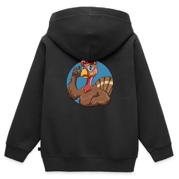 Thanksgiving Truthahn für die Familie - Kinder Premium Organic Zip Hoodie - Schwarz - Hinten - AI Model Kid Male (0cm)