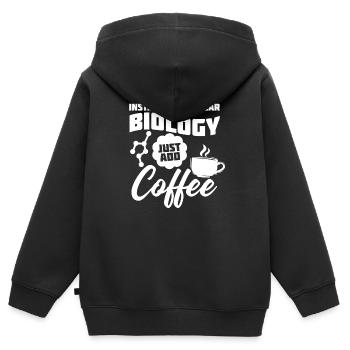 Biologiste Biologiste Café Biologiste moléculaire - Sweat Premium à capuche zippé enfant bio - noir - Dos - AI Model Kid Male (0cm)