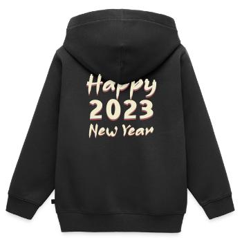 Célébrez 2023 Love Hello 2023 Bonne année 2023 - Sweat Premium à capuche zippé enfant bio - noir - Dos - AI Model Kid Male (0cm)