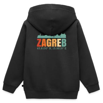 Zagreb Kroatien Skyline - Kinder Premium Organic Zip Hoodie - Schwarz - Hinten - AI Model Kid Male (0cm)