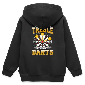 Treble Dart Leistungssport Dartscheiben-Werfer - Kinder Premium Organic Zip Hoodie - Schwarz - Hinten - AI Model Kid Male (0cm)