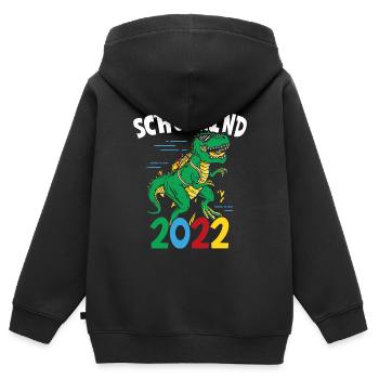 Schulkind Dino Einschulung Geschenk Grundschule Sc - Kinder Premium Organic Zip Hoodie - Schwarz - Hinten - AI Model Kid Male (0cm)