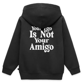 Votre ego n’est pas votre amigo 17 - Sweat Premium à capuche zippé enfant bio - noir - Dos - AI Model Kid Male (0cm)