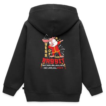 Dab Dabbing Rabbit Nouvel An chinois 2023 - Sweat Premium à capuche zippé enfant bio - noir - Dos - AI Model Kid Male (0cm)