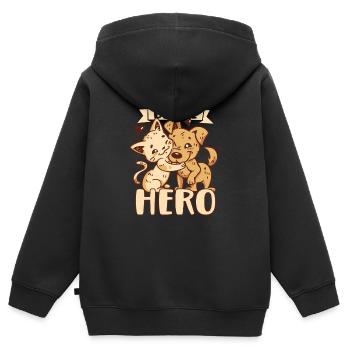 Animal RESCUE ANIMAL RIGHTS RESCUE Animal ADOPTION - Kinder Premium Organic Zip Hoodie - Schwarz - Hinten - AI Model Kid Male (0cm)