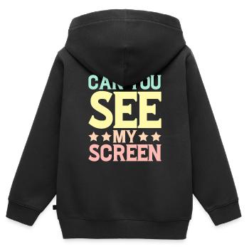 Pouvez-vous voir mon écran 5 - Sweat Premium à capuche zippé enfant bio - noir - Dos - AI Model Kid Male (0cm)