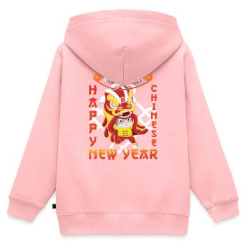Nouvel An chinois Dragon Lapin 2023 Nouvel An - Sweat Premium à capuche zippé enfant bio - rose - Dos - AI Model Kid Female (0cm)