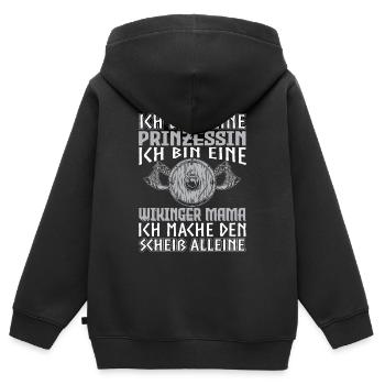 Ich Bin Keine Prinzessin Wikinger Mama Kriegerin - Kinder Premium Organic Zip Hoodie - Schwarz - Hinten - AI Model Kid Male (0cm)