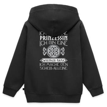 Ich Bin Keine Prinzessin Wikinger Mama Nordische - Kinder Premium Organic Zip Hoodie - Schwarz - Hinten - AI Model Kid Male (0cm)
