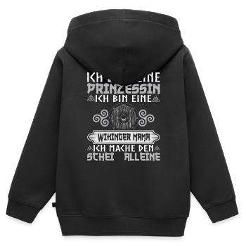 Ich Bin Keine Prinzessin Wikinger Mama Kriegerin - Kinder Premium Organic Zip Hoodie - Schwarz - Hinten - AI Model Kid Male (0cm)