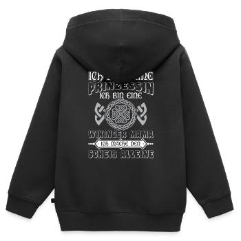 Ich Bin Keine Prinzessin Wikinger Mama Nordische - Kinder Premium Organic Zip Hoodie - Schwarz - Hinten - AI Model Kid Male (0cm)