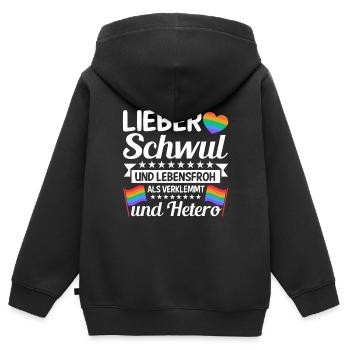 LGBTQ Gay Pride Regenbogen Lieber Schwul Und - Kinder Premium Organic Zip Hoodie - Schwarz - Hinten - AI Model Kid Male (0cm)