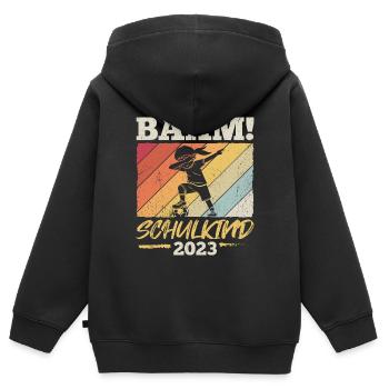 BÄÄM SCHULKIND 2023- Schulkind Schulanfang Grundsc - Kinder Premium Organic Zip Hoodie - Schwarz - Hinten - AI Model Kid Male (0cm)