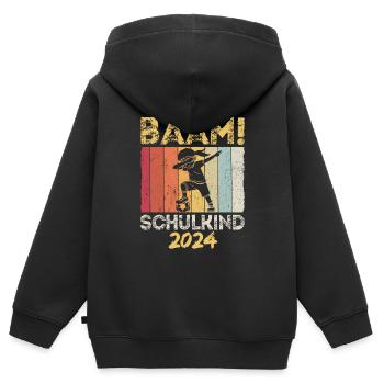 BÄÄM SCHULKIND 2024- Schulkind Geschenk für Einsch - Kinder Premium Organic Zip Hoodie - Schwarz - Hinten - AI Model Kid Male (0cm)