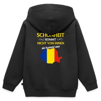 Nationalität Sportmannschaft Fan Rumänien - Kinder Premium Organic Zip Hoodie - Schwarz - Hinten - AI Model Kid Male (0cm)