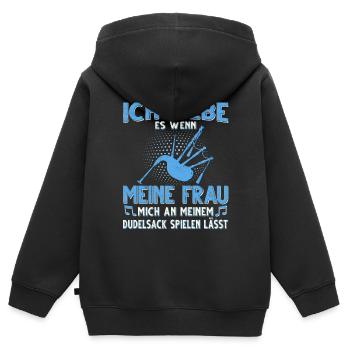 Dudelsack Musikverein Sackpfeifer Musiker - Kinder Premium Organic Zip Hoodie - Schwarz - Hinten - AI Model Kid Male (0cm)